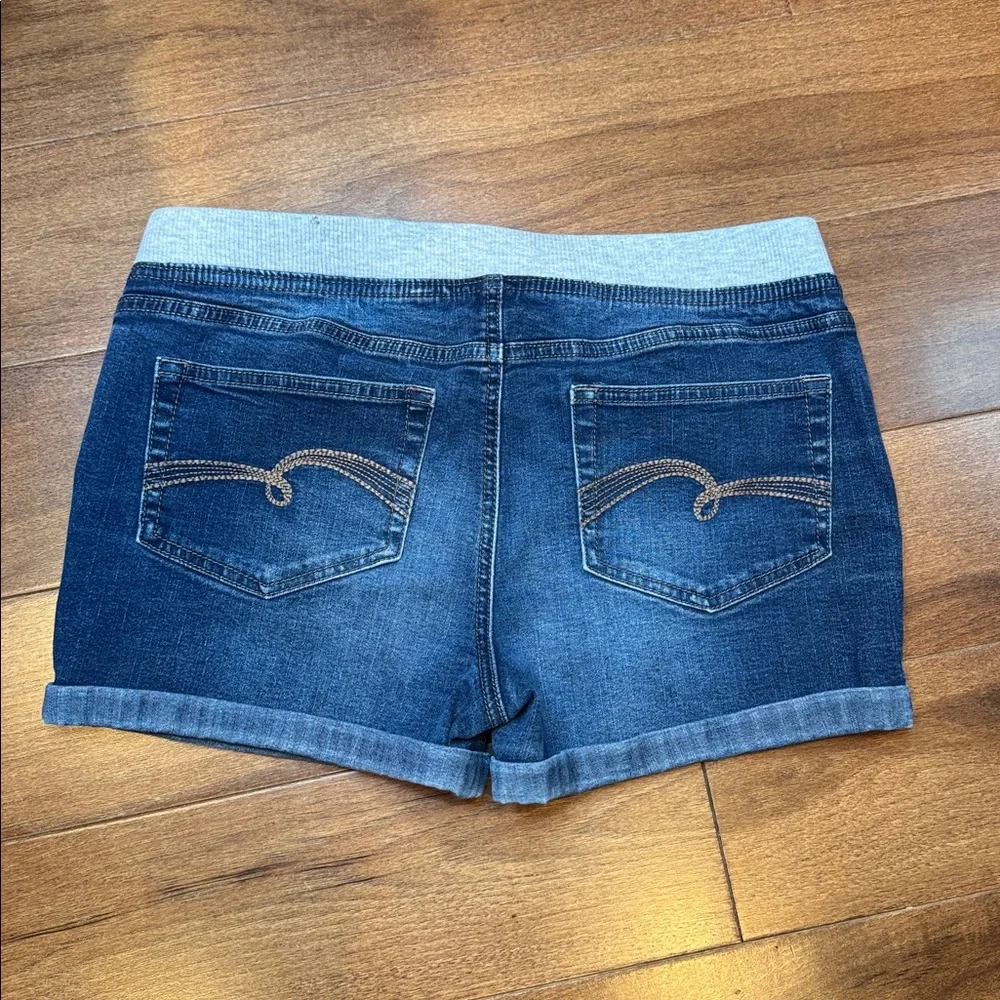 Justice Blue Denim Shorts with Light Gray Knit Waistband